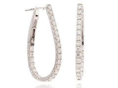 18K White Gold Diamonds Inside Out Tear Drop Hoopa Earrings