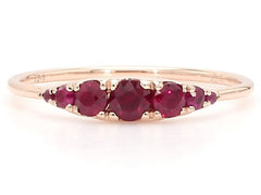 14K Gold Seven Stones Graduated Ruby Ring
