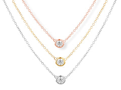 0.15cts Round Diamond Solitaire Bezel Set Pendant Necklace