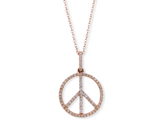 Diamond Pave Peace Sign Charm Necklace - 0.26cts T.W