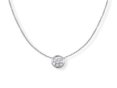 GIA 0.33ct F VS2 Bezel Set Diamond Solitaire Pendant Necklace.