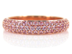 Three Row Pavé Light Pink Sapphires Eternity Band -18K Rose Gold