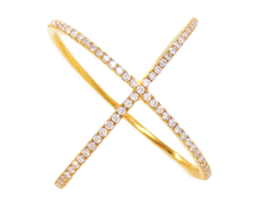 Micro Pavé Diamond Criss-Cross X Ring - 18K Yellow Gold
