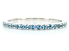 18K White Gold Sky Blue Topaz Eternity Band - 1.4mm