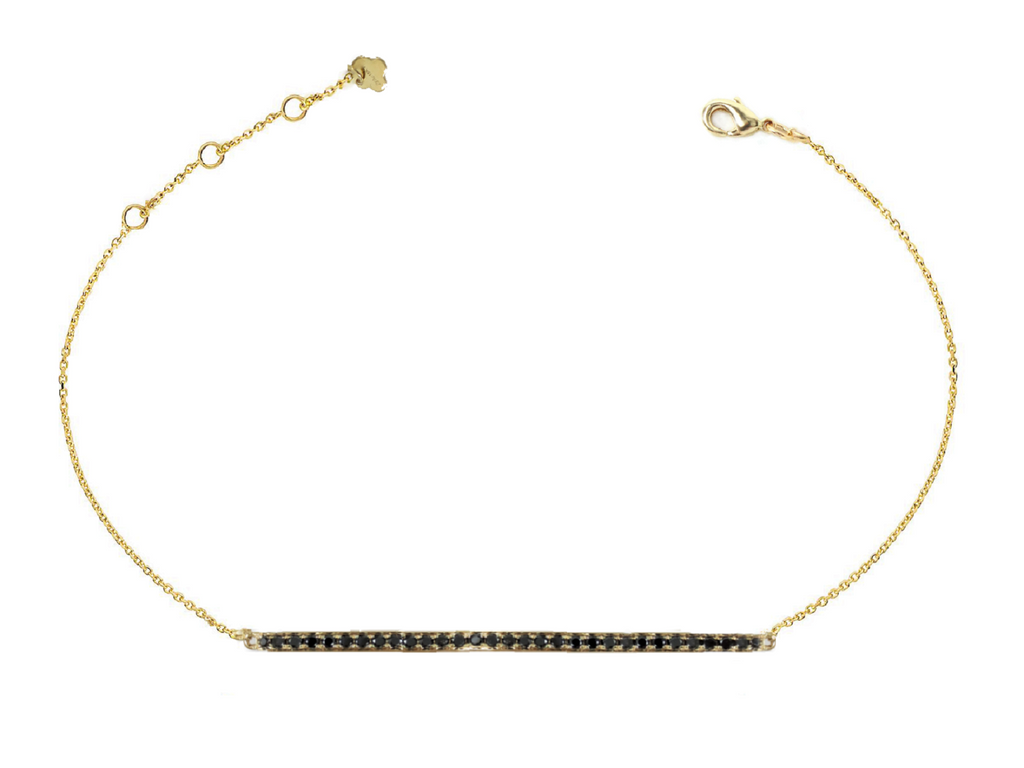 Black Diamond Bar Bracelet set in 18K Yellow Gold.
