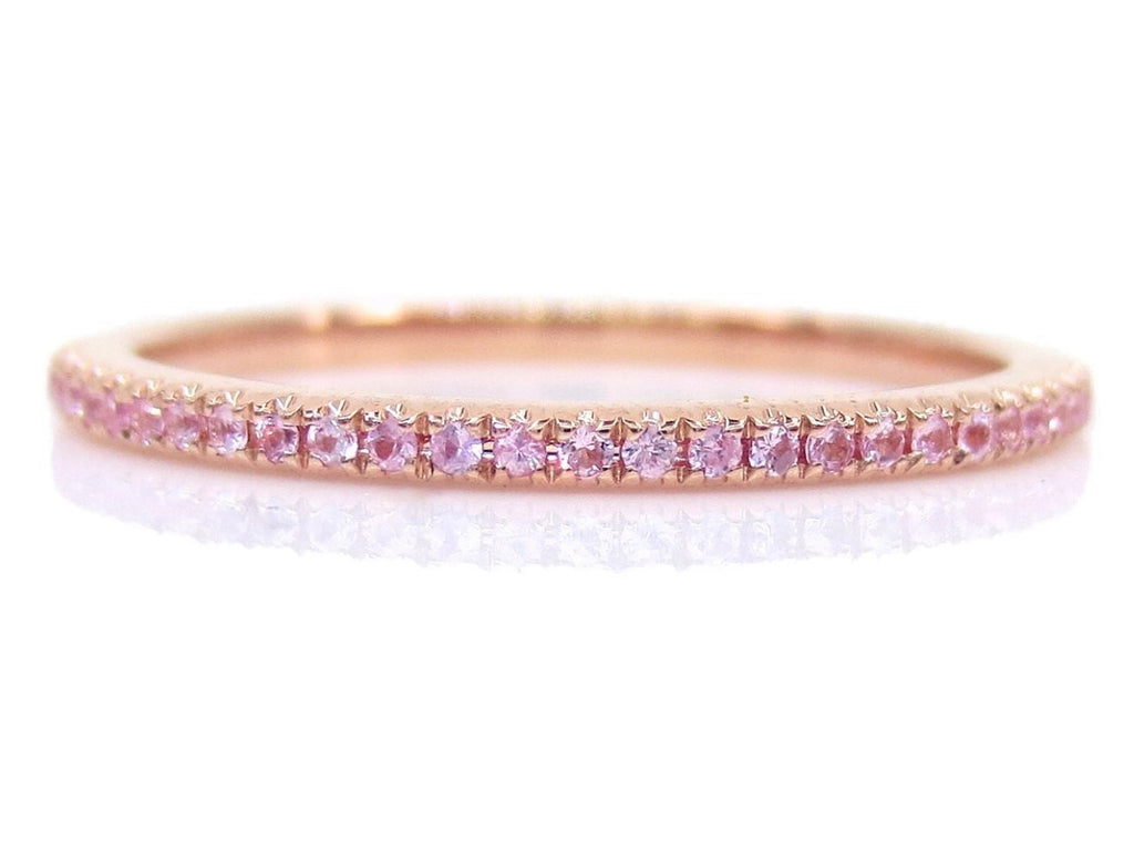 Micro Pavé  Light Pink Sapphires Eternity Band - 18K Rose Gold