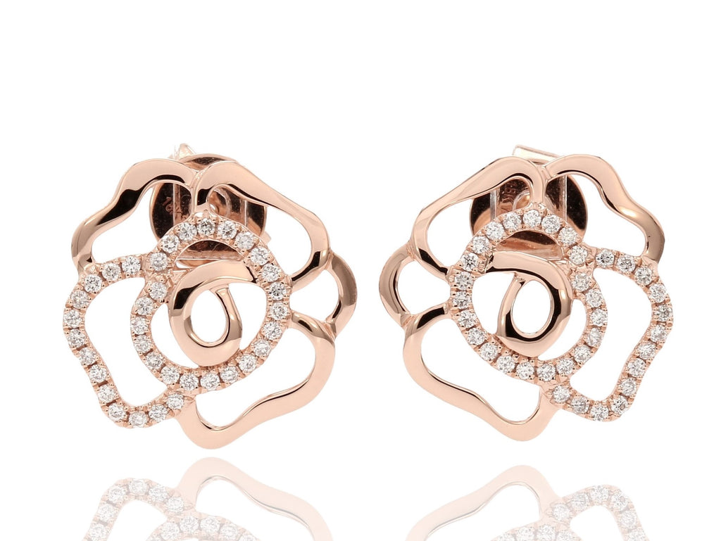 Charmisma White Sapphire 10K Rose Gold Hoop Earrings Small:Jian London:10K Gold  Earrings