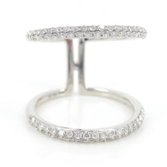 Micro pavé Diamond Double Row dome Band Ring - 18K  White Gold
