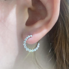 18K Yellow Gold Diamond Circular Front-Facing Hoop Earrings