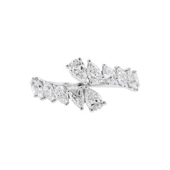Unique Natural Pear-shape Diamond Open Bypass Eternity Band Ring - 18K White Gold