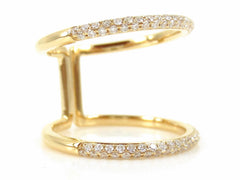 Micro pavé Diamond Double Row dome Band Ring - 18K  Yellow Gold